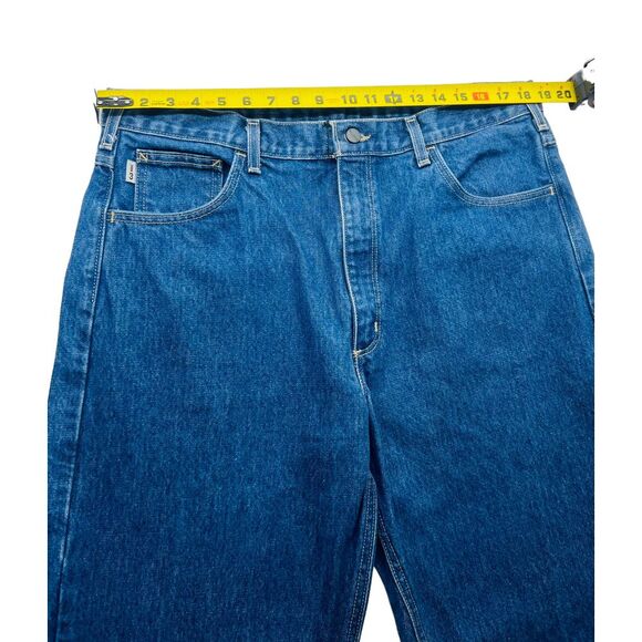 Men's Carhartt Denim Blue Work Jeans Relaxed Fit Flame Resistant Size 38X32‎ - Picture 10 of 10